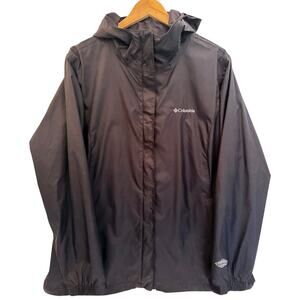 Columbia Omni-Tech Rain Jacket Womens 1X Black Waterproof Hooded Shell